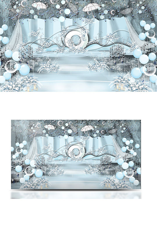 淡蓝色婚礼效果图舞台浪漫唯美梦幻大气-众图网