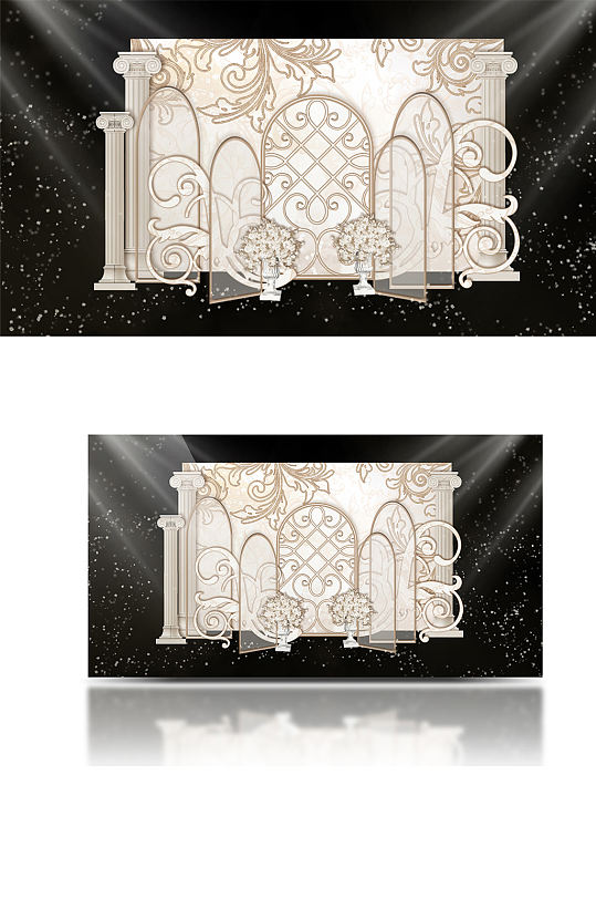 香槟色欧式婚礼效果图轻奢浪漫温馨背景板-众图网