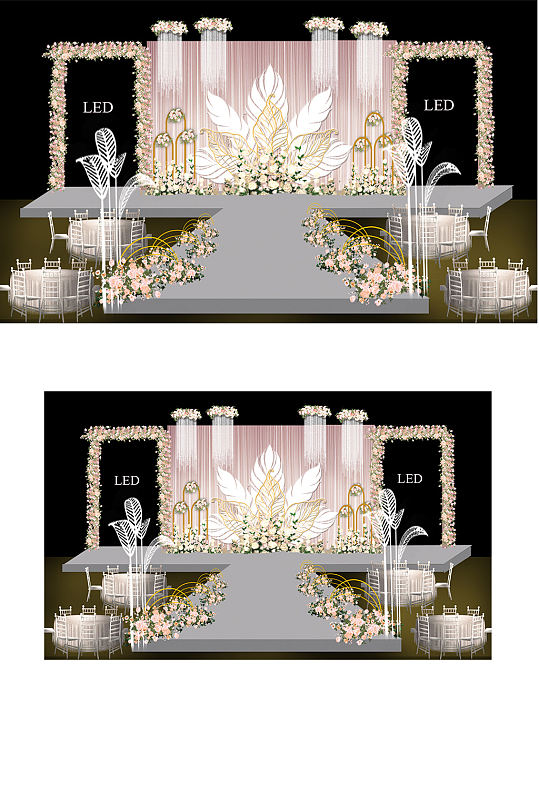 粉色繁花浪漫婚礼舞台清新梦幻唯美-众图网