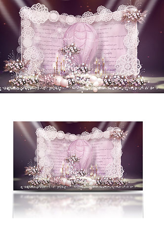 粉色婚礼效果图小清新时尚婚礼粉色合影背景