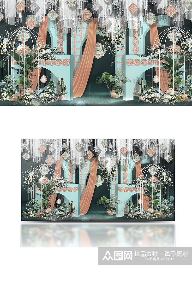 摩洛哥风格婚礼效果图浪漫温馨背景板素材
