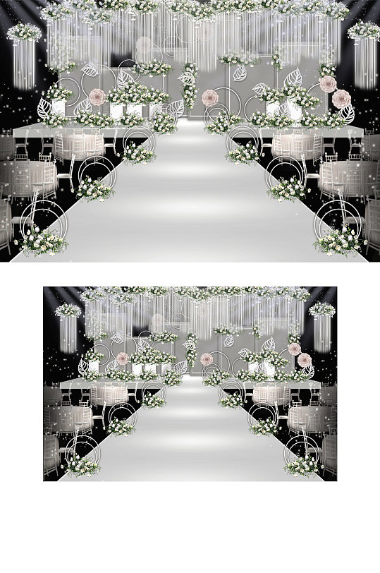 灰白色系婚礼舞台效果图浪漫简约温馨-众图网