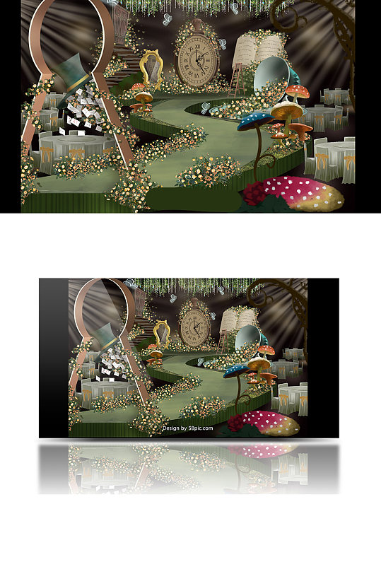 爱丽丝森林婚礼效果图卡通梦幻生日宴-众图网