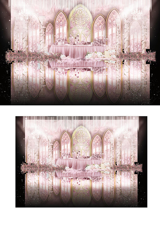 粉金欧式婚礼效果图迎宾浪漫温馨清新背景-众图网