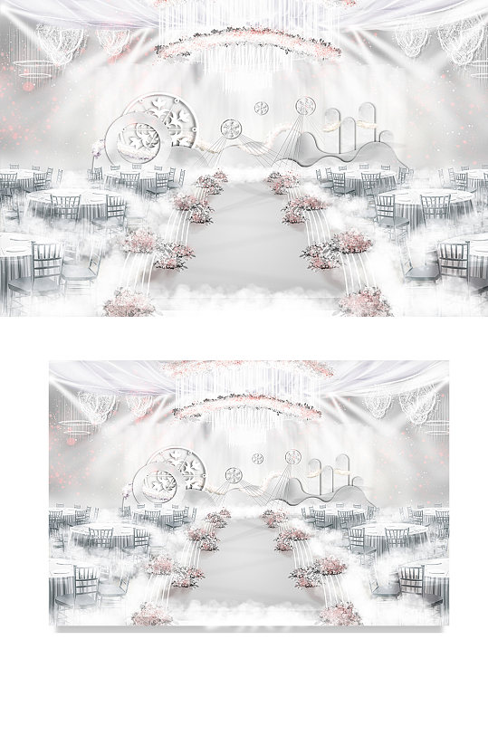 灰色系婚礼效果图婚礼手绘效果图舞台-众图网