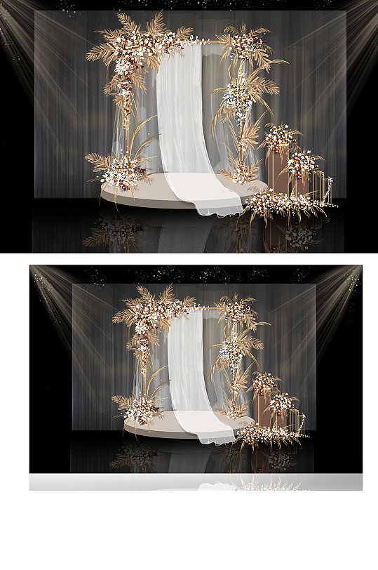 原创美式乡村复古风婚礼合影区迎宾区效果图-众图网