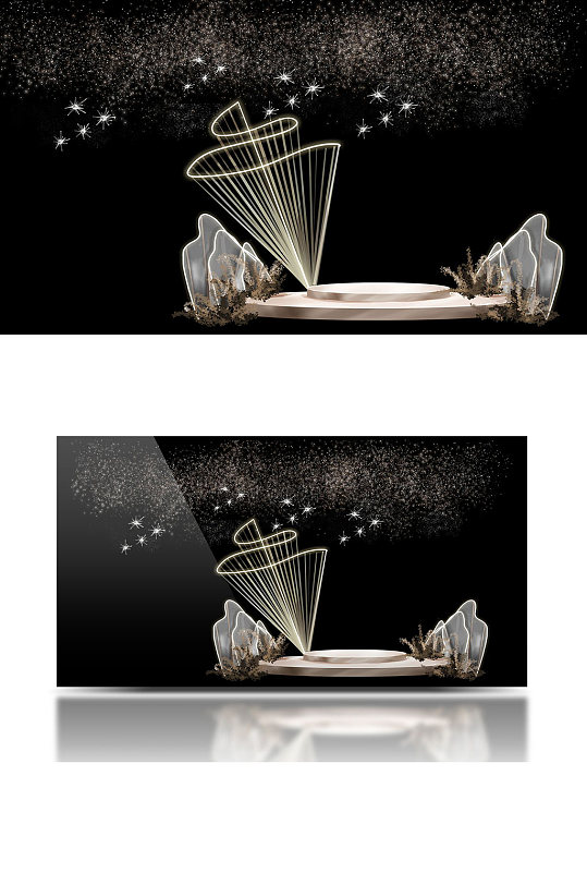 星空香槟色梦幻婚礼效果图简约舞台浪漫-众图网