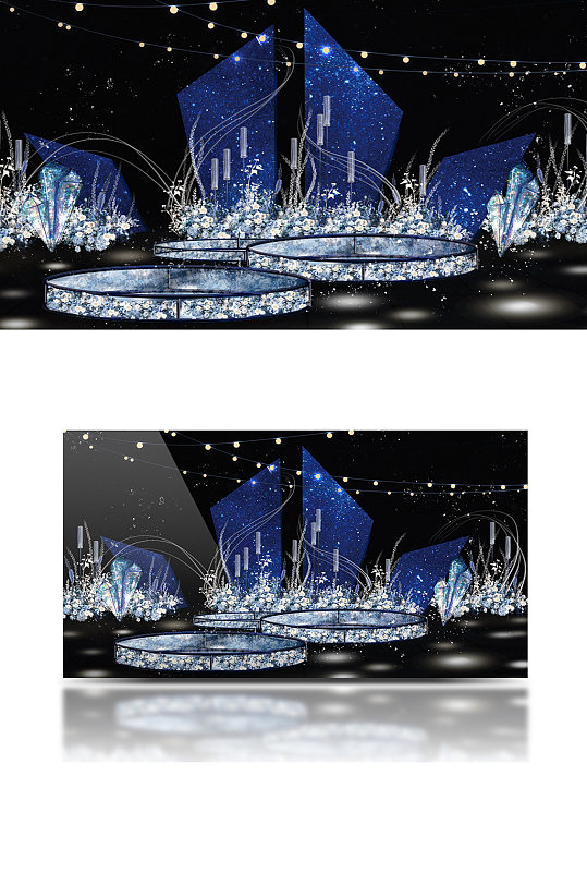 星空系列蓝色主题婚礼效果图梦幻浪漫舞台-众图网
