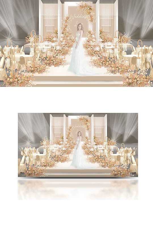 浪漫香槟泰式婚礼效果图舞台浪漫温馨轻奢-众图网