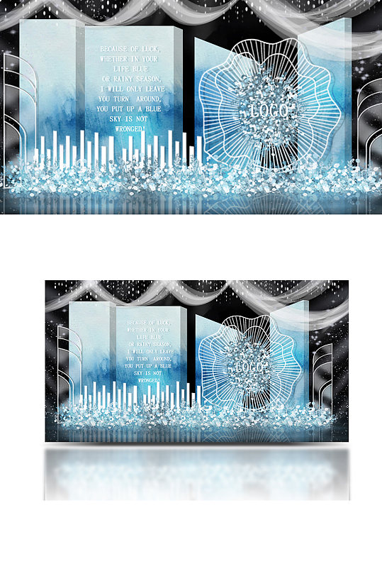 蓝色铁艺清新简约舞台仪式区婚礼浪漫唯美-众图网