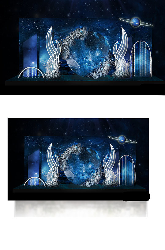 星空婚礼迎宾区效果图梦幻浪漫背景板-众图网