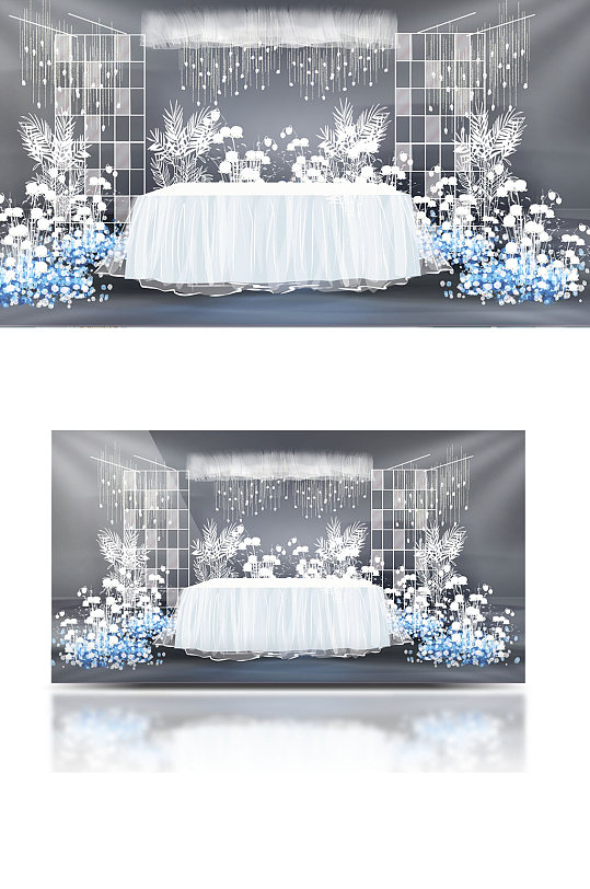 蓝色浪漫婚礼签到台设计浪漫温馨-众图网