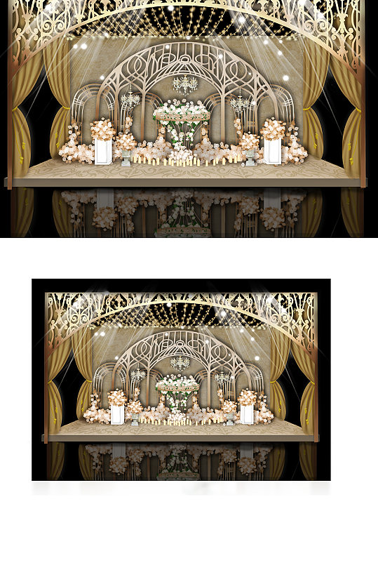 欧式婚礼效果图迎宾区香槟色浪漫轻奢-众图网