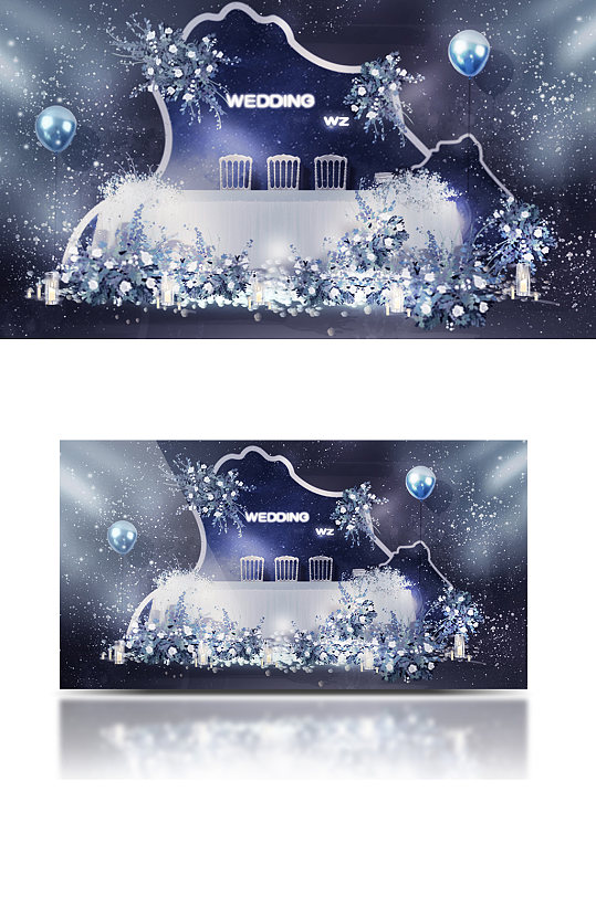 蓝色星空婚礼签到区效果图梦幻浪漫唯美-众图网