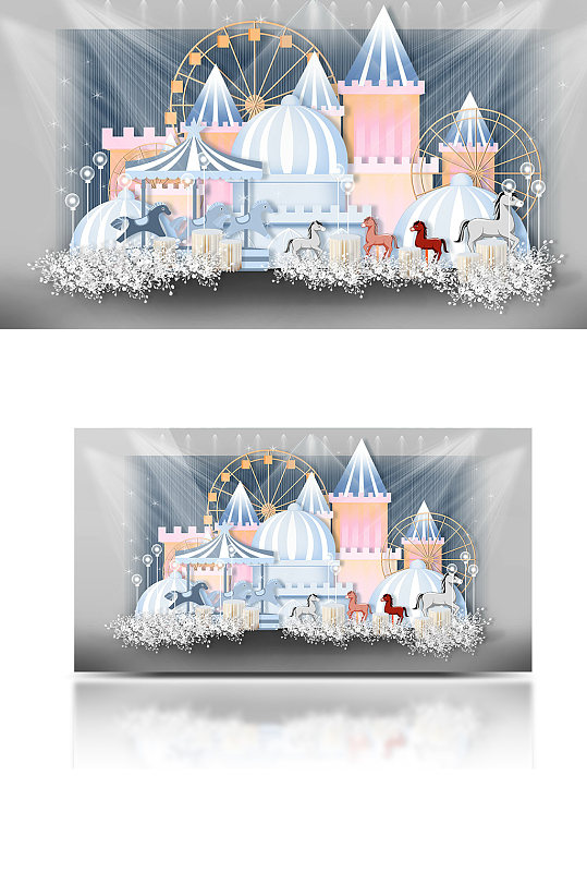 游乐园旋转木马浪漫公主风婚礼效果图温馨-众图网