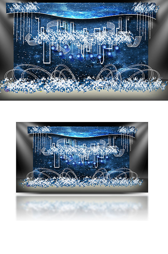 简约蓝色星空婚礼效果图设计浪漫温馨梦幻-众图网