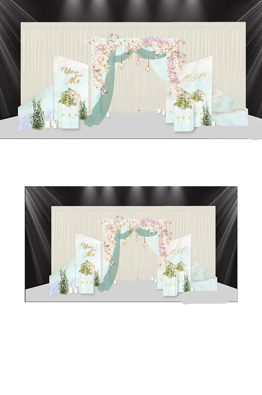 室内设计渐变小清新大理石婚礼效果图背景板-众图网