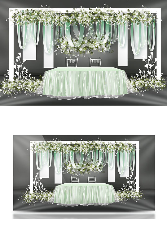 清新简约婚礼签到效果图绿色唯美浪漫-众图网