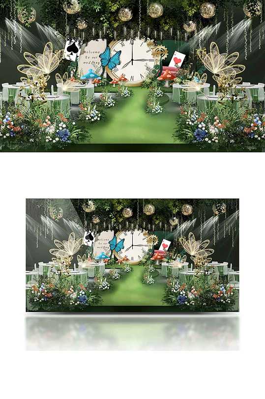 爱丽丝森系婚礼效果图卡通梦幻唯美浪漫-众图网