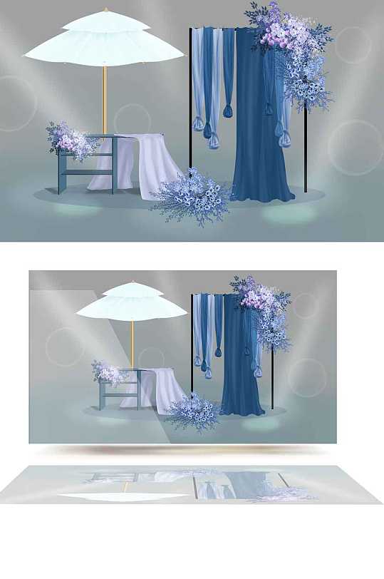 蓝色婚礼设计小众婚礼简约小清新浪漫温馨-众图网