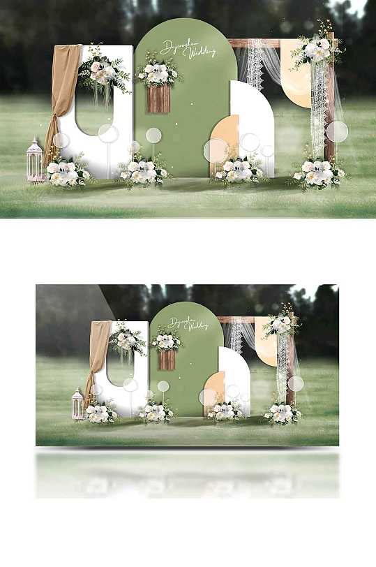 简约清新森系戶外婚礼草坪浪漫温馨背景板-众图网