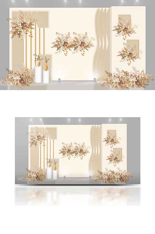 清新简约多层次奶茶色婚礼背景板清新香槟色-众图网