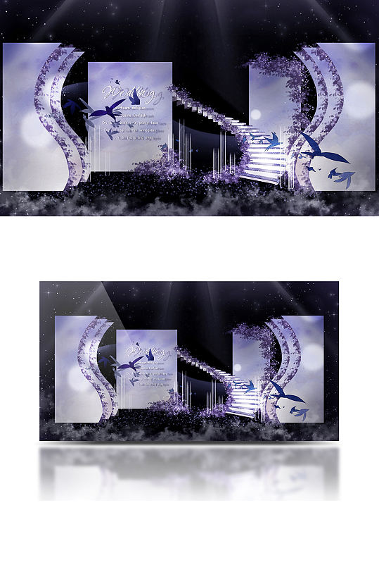 浅紫色梦幻婚礼舞台效果图浪漫温馨背景-众图网