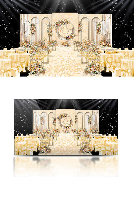 原创香槟色简约大气婚礼舞台浪漫大气-众图网