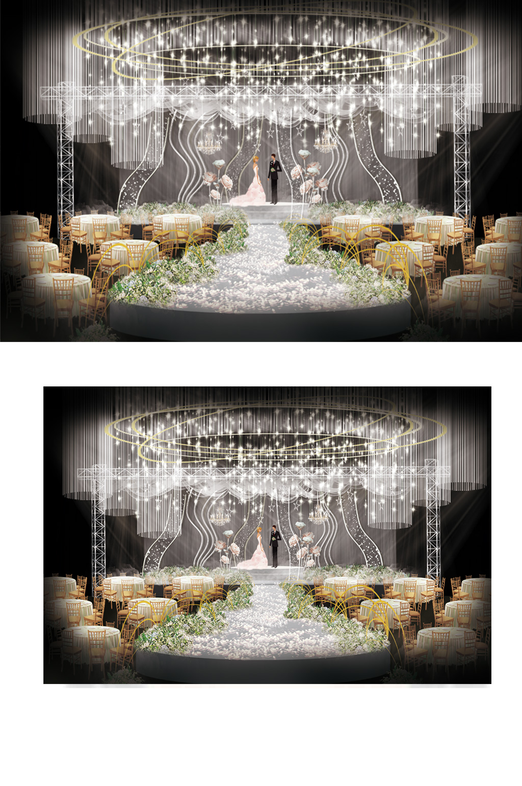 白色浪漫现代风格婚礼设计舞台浪漫清新素材