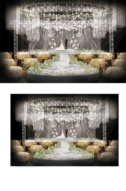 白色浪漫现代风格婚礼设计舞台浪漫清新-众图网