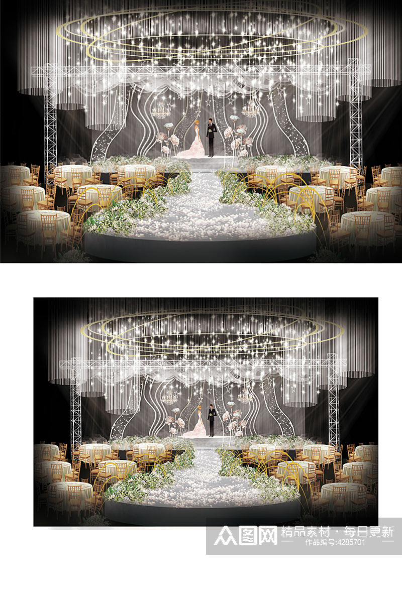 白色浪漫现代风格婚礼设计舞台浪漫清新素材