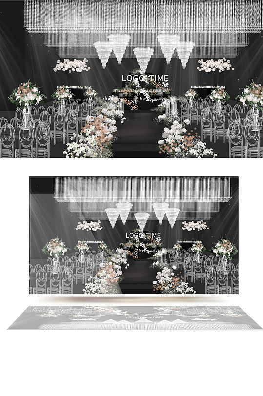 韩式婚礼水晶婚礼高端大气蝴蝶兰舞台-众图网