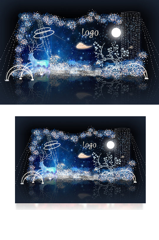 蓝色银河七夕主题婚礼迎宾区效果图梦幻浪漫-众图网