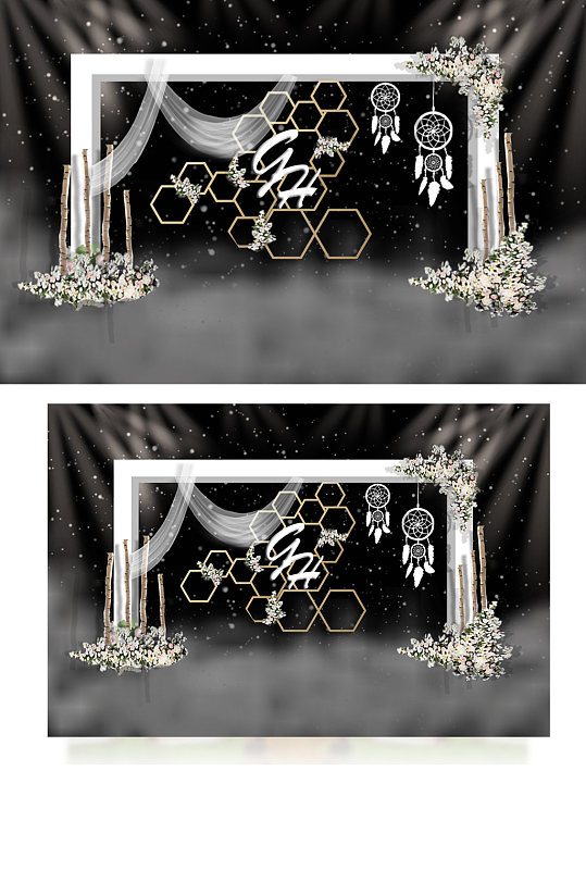 白色主题简约婚礼迎宾区效果图浪漫仪式区-众图网