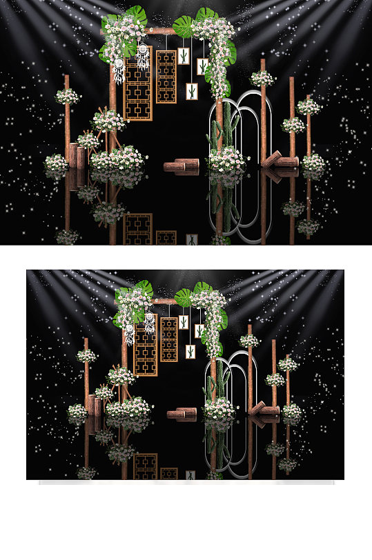 小森系户外婚礼迎宾区效果图木质复古-众图网