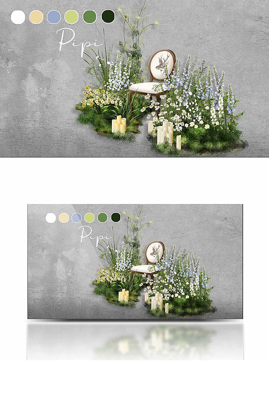 婚礼森系自然花艺设计合影清新简约-众图网