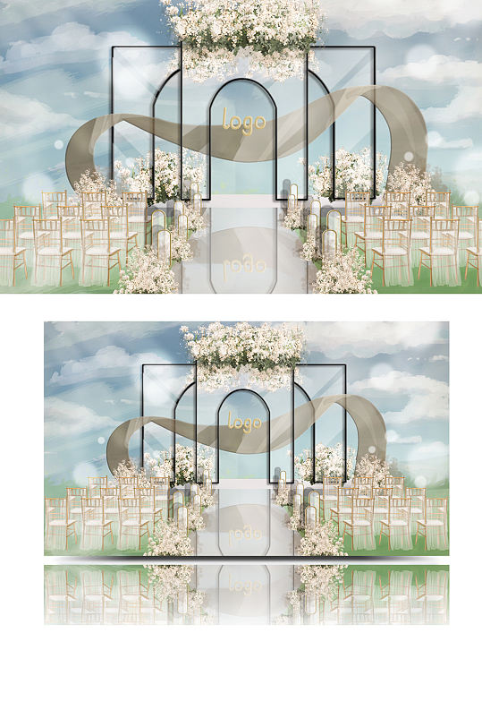 唯美简约时尚泰式户外婚礼设计素材白金-众图网