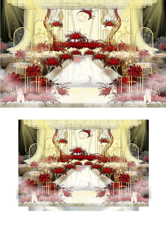 红香槟欧式婚礼仪式区浪漫大气舞台-众图网