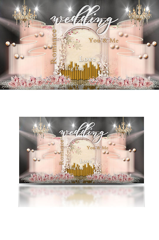 梦幻蜿蜒层次弧形帷幕水晶拱门婚礼效果图-众图网