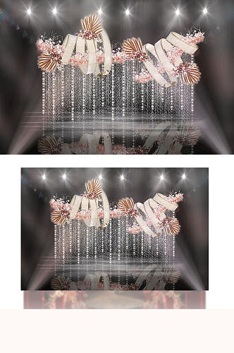 粉色创意浪漫圆环装饰花海星光婚礼效果图