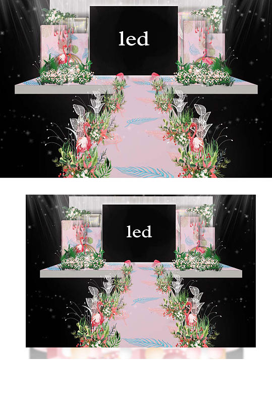 粉色小清新简约婚礼舞台浪漫温馨仪式区-众图网