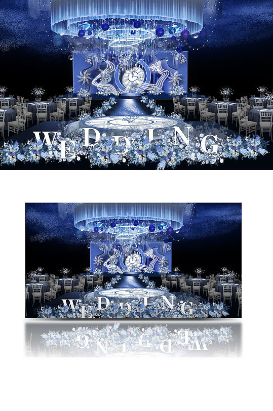 创意星空时间主题婚礼主舞台蓝色梦幻-众图网