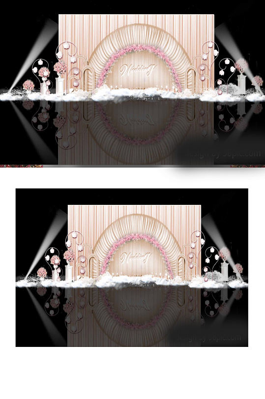 室内设计香槟色婚礼迎宾区清新效果图-众图网