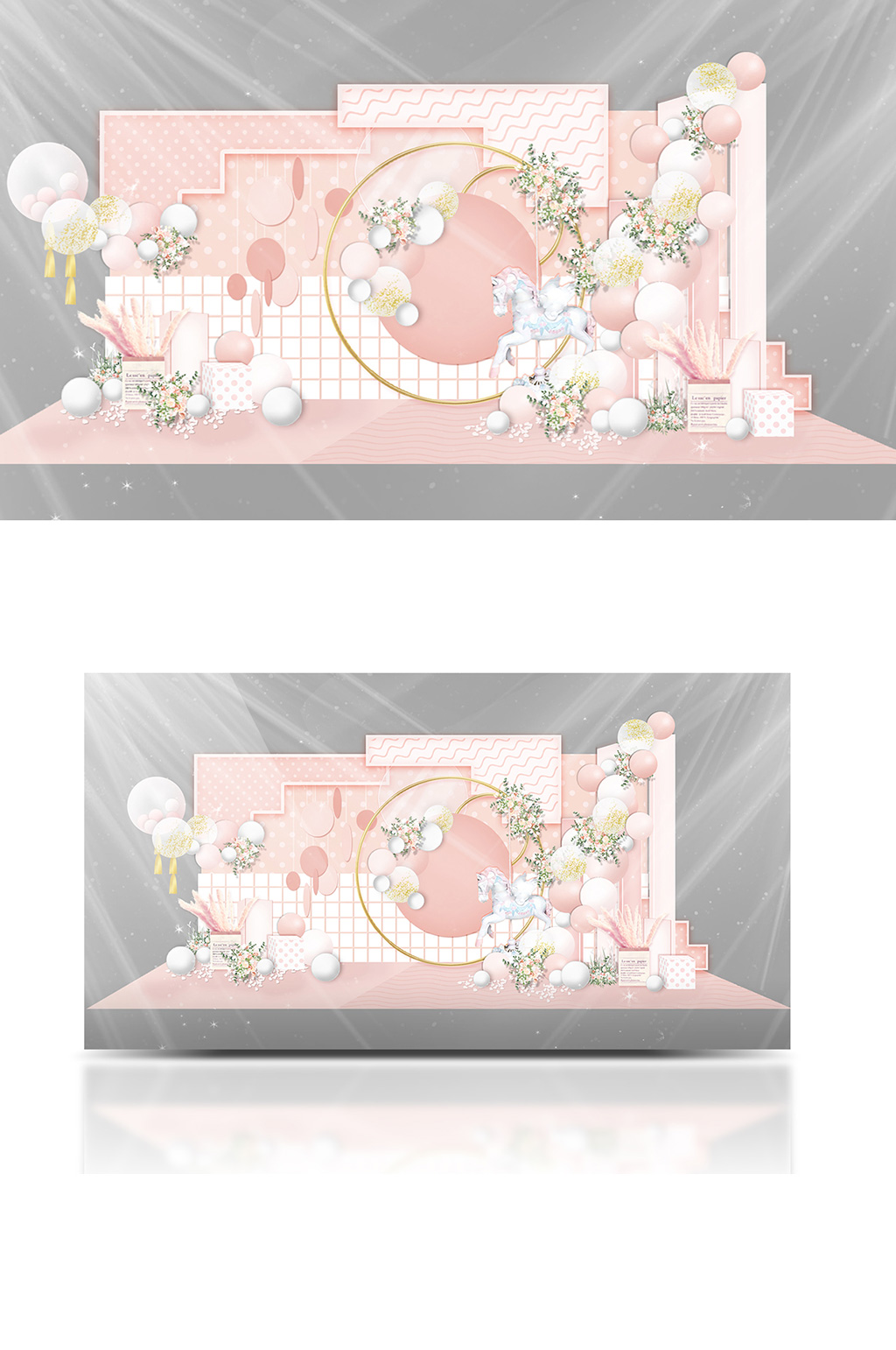 ins白粉气球婚礼清新生日宴宝宝宴背景板素材