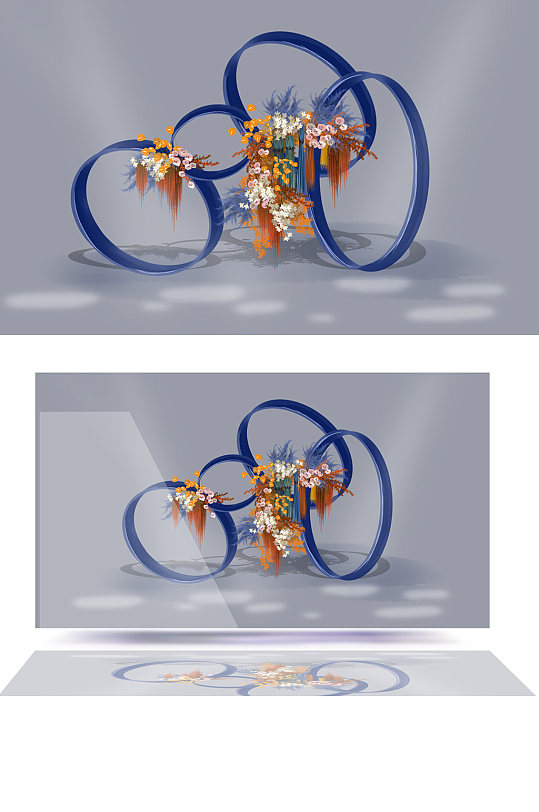 婚礼效果图小众婚礼设计户外背景镂空圆圈-众图网