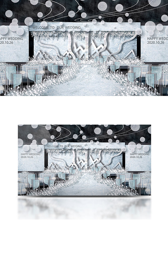 灰色调浪漫婚礼效果图舞台仪式区简约唯美-众图网