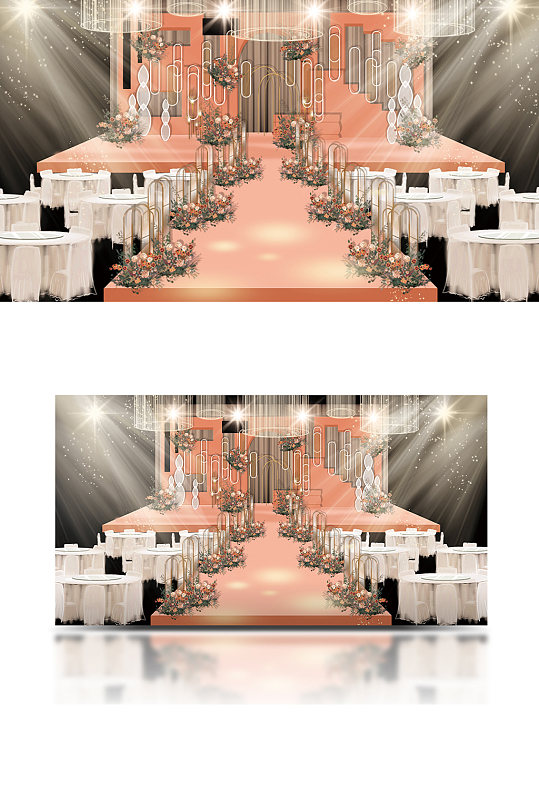 橘色美式婚礼效果图舞台仪式区浪漫大气-众图网