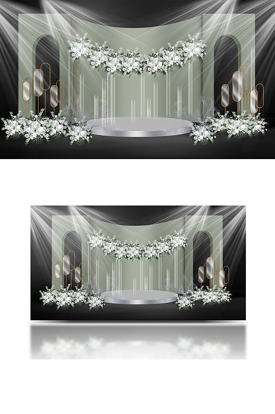 森系牛油果绿草坪婚礼效果图舞台仪式区浪漫-众图网