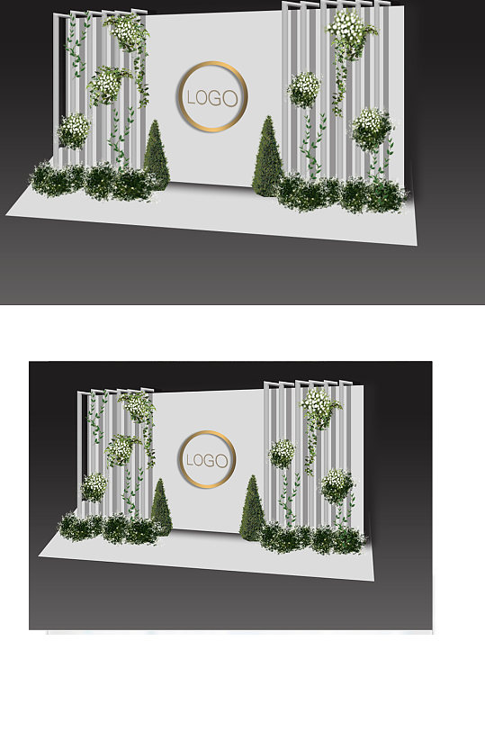 简约小森系婚礼合影区迎宾背景板白色-众图网