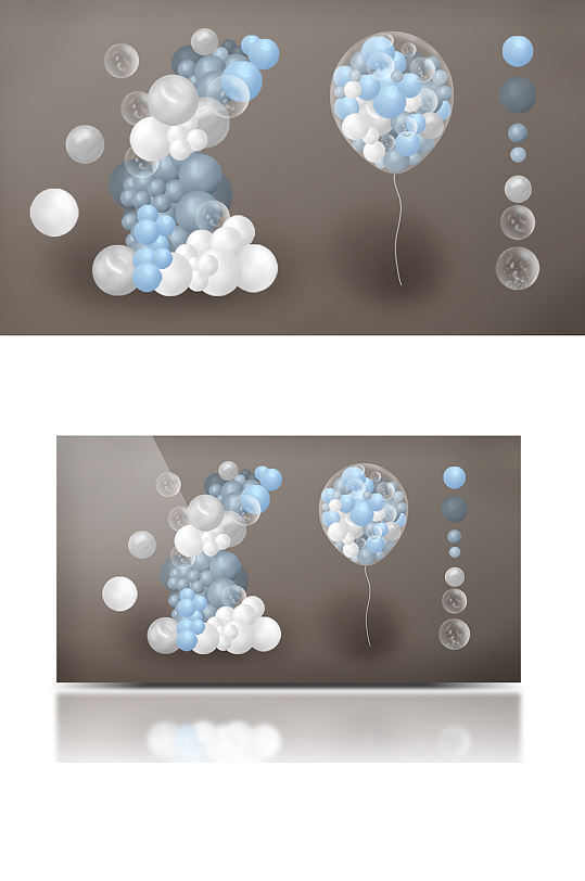 蓝色宝宝生日派对晚宴婚礼效果图气球可爱-众图网